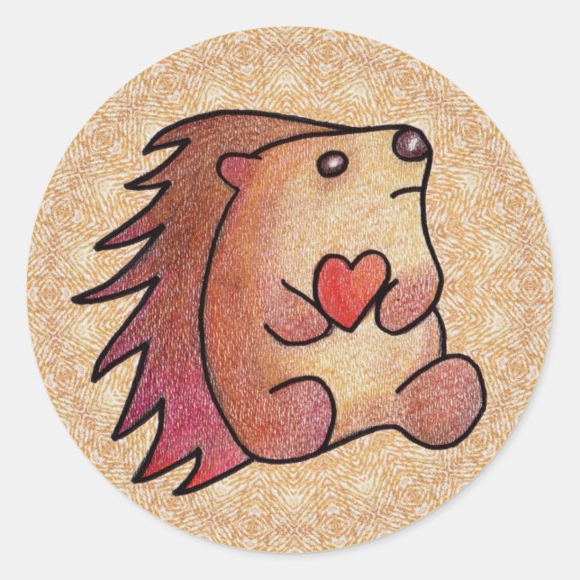Pegatina Redonda Hedgehog Love! (Anverso)
