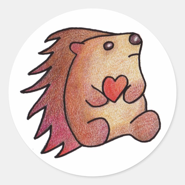 Pegatina Redonda Hedgehog Love! (Anverso)