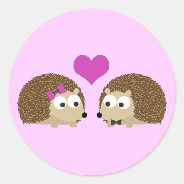 Pegatina Redonda Hedgehog Love (Anverso)