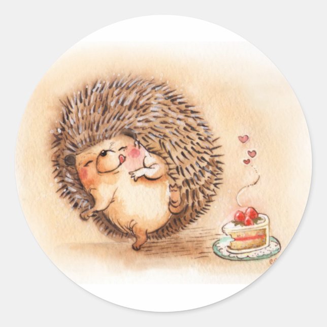 Pegatina Redonda Hedgehog Yum (Anverso)
