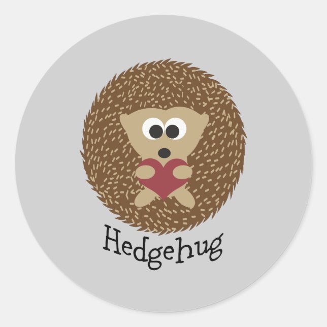Pegatina Redonda Hedgehug Hedgehog (Anverso)
