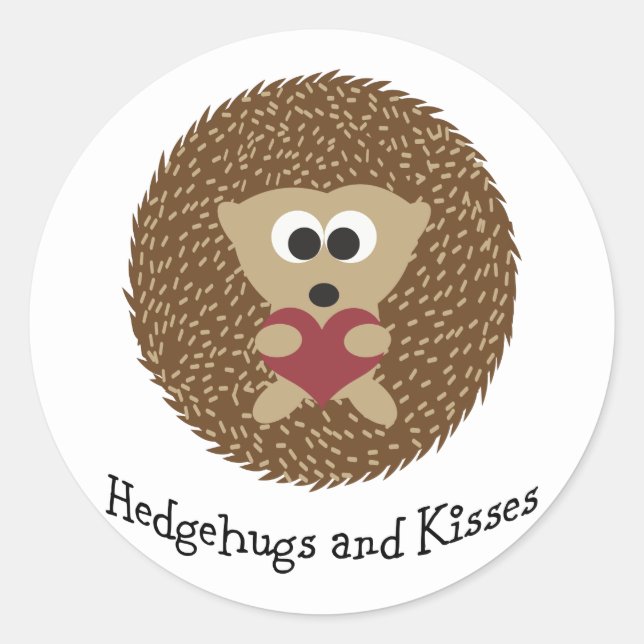 Pegatina Redonda Hedgehugs and Kisses Hedgehog (Anverso)