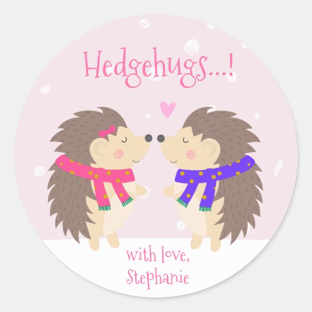 Pegatina Redonda ¡Hedgehugs! Navidades de edgehog personalizados (Anverso)
