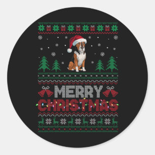 Pegatina Redonda Heeler Dog Amantes de Santa Hat