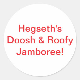Pegatina Redonda Hegseth Doosh Roofy Jam Hankamer Artjunkhaus Cómic