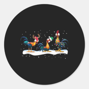 Pegatina Redonda Hei Hei Pollo Navidad - Uni, Negro, Manga Corta