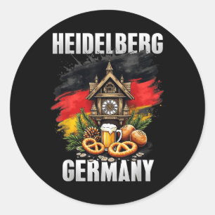 Pegatina Redonda Heidelberg Alemania Souvenir Bandera Alemana Viaje