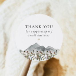 Pegatina Redonda HEIDI Boho Wildflower Pequeñas empresas gracias