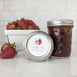 Pegatina Redonda HEIDI Pink Strawberry Jam Baby Shower Gracias