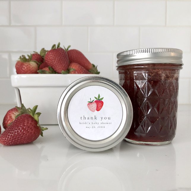 Pegatina Redonda HEIDI Pink Strawberry Jam Baby Shower Gracias (HEIDI Pink Strawberry Jam Baby Shower Thank You Classic Round Sticker)