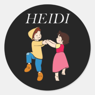 Pegatina Redonda Heidi Y Peter Dancing Personalizado Tv Series Con 