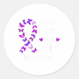 Pegatina Redonda Heimeness Ribbon Butterfly Purple For Hope