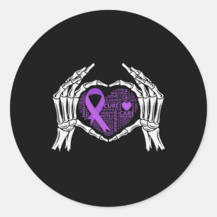 Pegatina Redonda Heimerheimer Awareness Skeleton Hand Heart