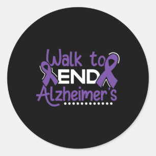 Pegatina Redonda Heimerheimer Walk Dementia Guerrero Púrpura Cinta