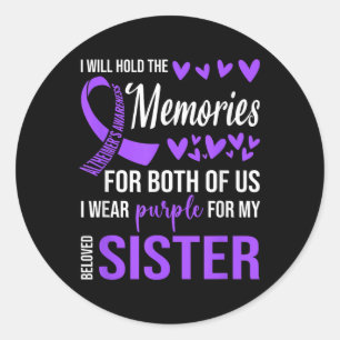 Pegatina Redonda Heimers Awareness Shirt Purple Ribbon Recuerdos Si