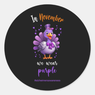 Pegatina Redonda Heimers Shirt Turkey Purple Ribbon Heimers Awarene
