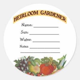 Pegatina Redonda Heirloom Gardener Personalizado Seed Packet Pegati
