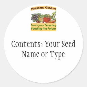 Pegatina Redonda Heirloom Gardens Personalizado Seed Packet Labels