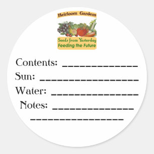 Pegatina Redonda Heirloom Gardens Personalizado Seed Packet Labels