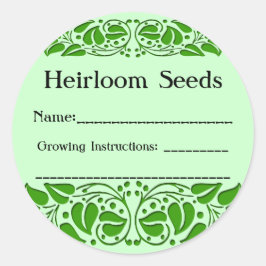 Pegatina Redonda Heirloom Seeds Green Leaf Personalizado Seda Packe