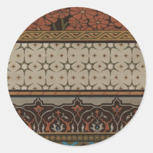 Pegatina Redonda Heirloom Textil con patrones decorativos