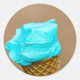 Pegatina Redonda Helado con macro de gofre