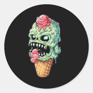 Pegatina Redonda helado-cono-con-pequeña-colección-monstruo (4)
