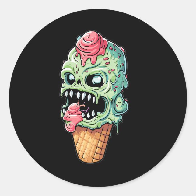 Pegatina Redonda helado-cono-con-pequeña-colección-monstruo (4) (Anverso)