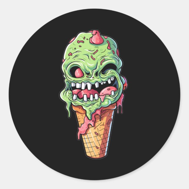 Pegatina Redonda helado-cono-con-pequeña-colección-monstruo(7) (Anverso)