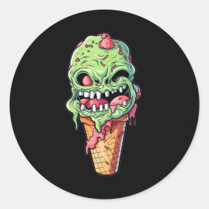 Pegatina Redonda helado-cono-con-pequeña-colección-monstruo(7)