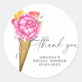 Pegatina Redonda Helado de acuarela - gracias baby shower nupcial 