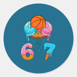Pegatina Redonda Helado de baloncesto que gotea 67