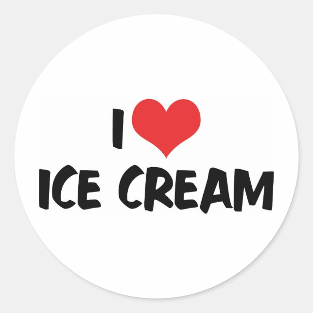 Pegatina Redonda Helado de Corazón que Amo (Anverso)