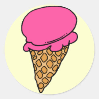 Pegatina Redonda ¡Helado de fresa!