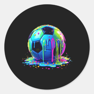 Pegatina Redonda Helado de fútbol goteando para niños y niñas