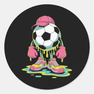 Pegatina Redonda Helado de fútbol goteo hombres mujeres juego fútbo