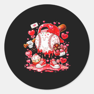 Pegatina Redonda Helado de goteo de béisbol niños jóvenes San Valen