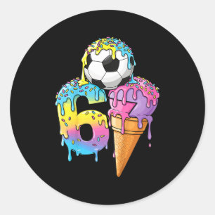 Pegatina Redonda Helado de goteo de fútbol para niños Número 67 Niñ