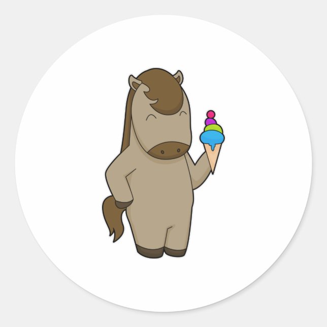 Pegatina Redonda Helado de Horse Waffle (Anverso)