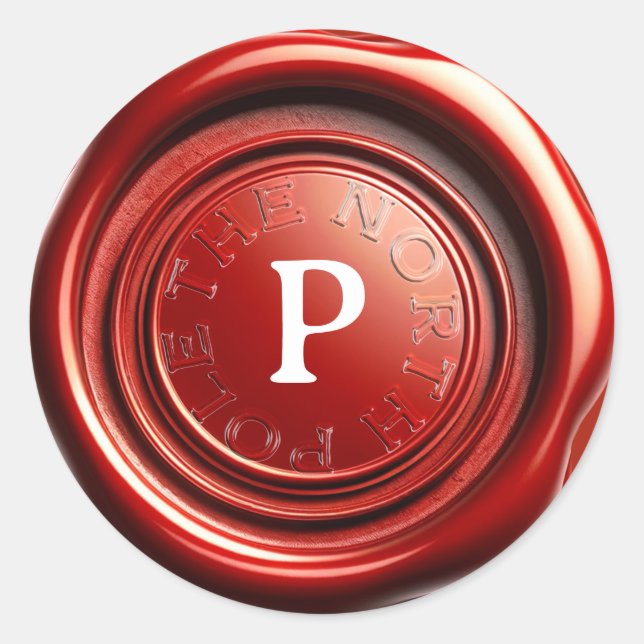 Pegatina Redonda Helado de sellado de cera de la vara roja "El Polo (Anverso)