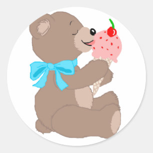 Pegatina Redonda Helado de Teddie-trans