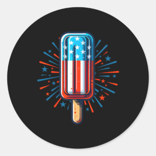 Pegatina Redonda Helado del 4 de Julio Bandera Americana Patriótica