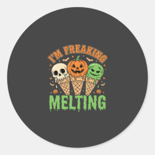 Pegatina Redonda Helado Derritiéndose de Halloween