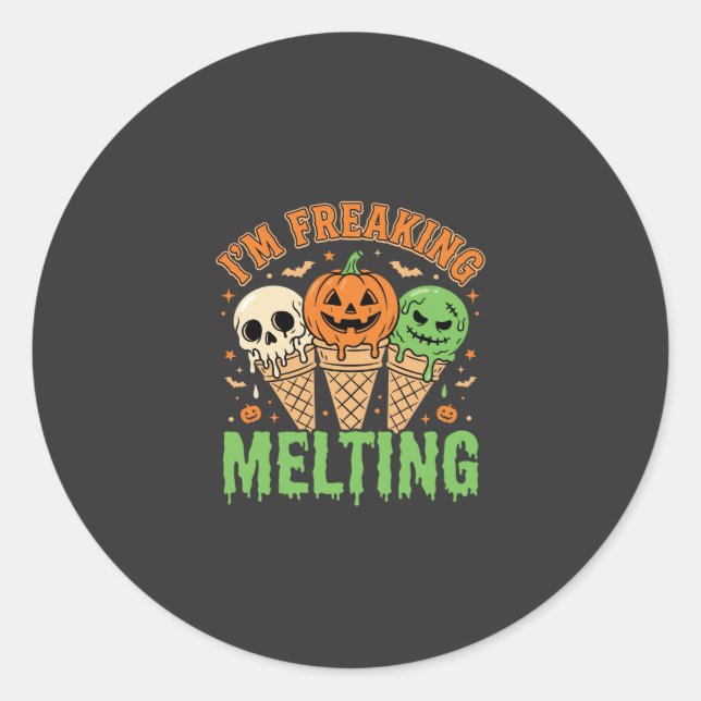 Pegatina Redonda Helado Derritiéndose de Halloween (Anverso)