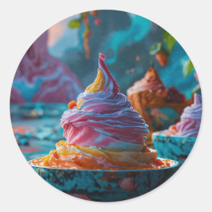 Pegatina Redonda Helado frío