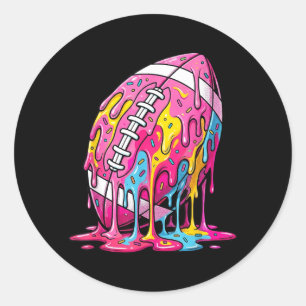 Pegatina Redonda Helado goteante con sprinkles de fútbol americano