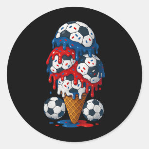 Pegatina Redonda Helado Goteo Fútbol Cosas 4 De Julio Niños Niños