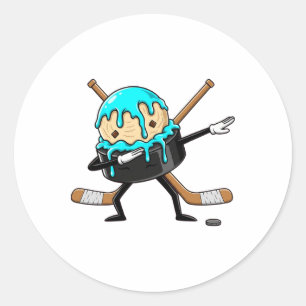 Pegatina Redonda Helado que gotea puck de hockey Dabbing niños jóve