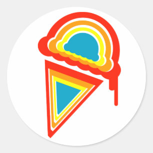 Pegatina Redonda helado retro dripz