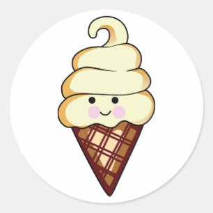 Pegatina Redonda Helado sonriente